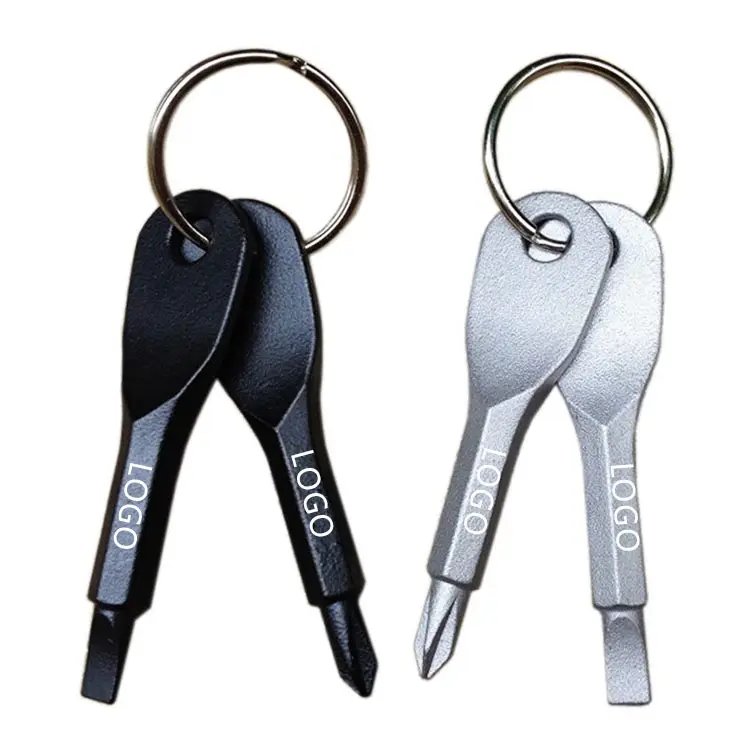 מיני מברג סט מפתח שרשרת נירוסטה כיס מברג עם Keychain נייד מפתחות טבעת צלב סוג החריץ