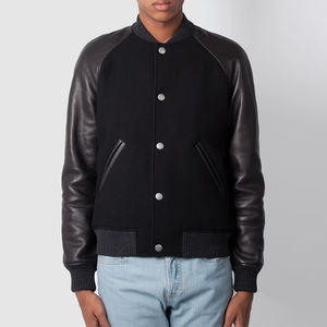 แจ็คเก็ตวาร์ซิตี้ผู้ชายแบบสั่งทำพิเศษ ดีไซน์ผ้าแคนวาส คอตั้ง โลโก้ด้านหน้า ราคาถูก ใหม่ ระบายอากาศได้ดี แขนยาว สไตล์เบสบอล/วิทยาลัย - Product Image 1