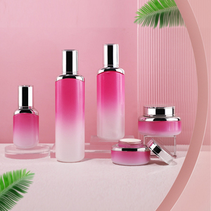 Envases de Lujo en Color Rosa Intenso de 40 ml, 100 ml y 120 ml, Botellas de Vidrio para Lociones, Frascos de Vidrio Personalizados para Cremas, Juego de Envases Cosméticos - Product Image 1