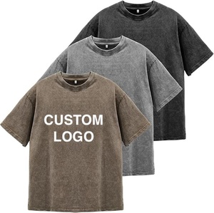 Custom Mineral Wash T Shirt For Men 100% Cotton Heavyweight 260gsm Oversized Vintage Acid Washed Streetwear Shirts - Product Image 4