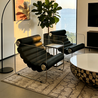Fauteuil inclinable en acrylique transparent de designer italien, fauteuil lounge minimaliste en cuir, salon, meubles de luxe, canapé simple