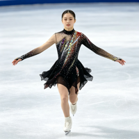 Robe de patinage artistique noire à col montant, dos en V profond en maille, strass colorés, jupe asymétrique pour filles et adultes