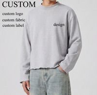 Sweat-shirt à capuche personnalisé pour homme, coupe ample, ourlet brut, manches longues, streetwear uni, 100% coton, de haute qualité