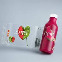 Étiquettes personnalisées imprimées sur rouleau pour bouteilles de boissons avec motifs fruités, code-barres, code QR et logo de marque pour service d'usine d'emballage