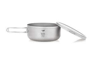 Portable Lightweight Pure Titanium 800ml Silver Gray <b>Sandblasted</b> Lunch Box Compact Nesting Bowls Folding Handle Minimalist - Product Image 5