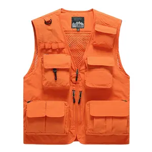 Человек Многофункциональный жилет для рыбалки куртка для уличной фотографии жилет с карманами безрукавка охотничий жилет оранжевый