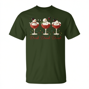 Camiseta navideña Drink Drank Drunk Snowman con diseño de copas de vino para amantes del vino - Product Image 2