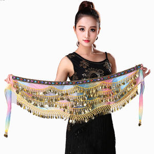 <span class=keywords><strong>Ceinture</strong></span> de danse <span class=keywords><strong>orientale</strong></span> indienne avec strass colorés de 158 cm, foulard de danse du ventre arabe avec pièces d'<span class=keywords><strong>or</strong></span>, accessoires de costume - Product Image 1