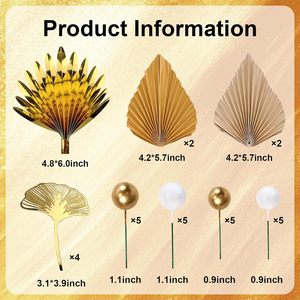 Champagner Cake Topper Dekoration Gold Boho Cake Topper Weiß Golden Ball Palm Leave für Geburtstags feier Dekorationen - Product Image 2