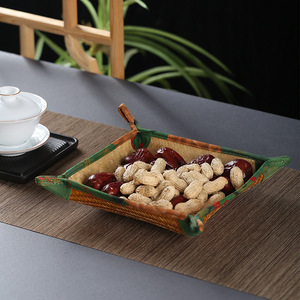 Handmade <b>Bamboo</b> Woven Fruit Plate Polygon Shape Living Room Tableware Food <b>Container</b> Snack Dish Desktop Storage Bowl - Product Image 3
