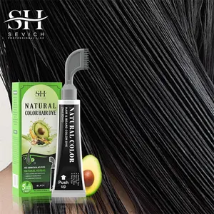 Marque privée Usine Maison À Base De Plantes Naturel Assombrissement Noir Cheveux Couleur Shampooing Cheveux Teinture Pour Blanc Gris Cheveux