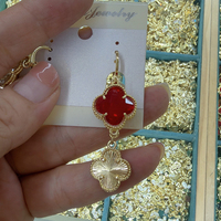 Anting-anting Daun Semanggi Empat Zirkon Kristal, Anting-anting Gantung, Perhiasan untuk Wanita, Hadiah Pesta Pernikahan