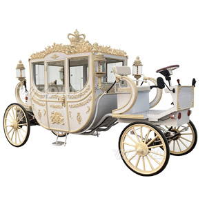 Charrette Électrique de Mariage Vintage pour Chevaux, Carrosse Royal à 4 Roues Solides, Transport de Luxe - Product Image 3