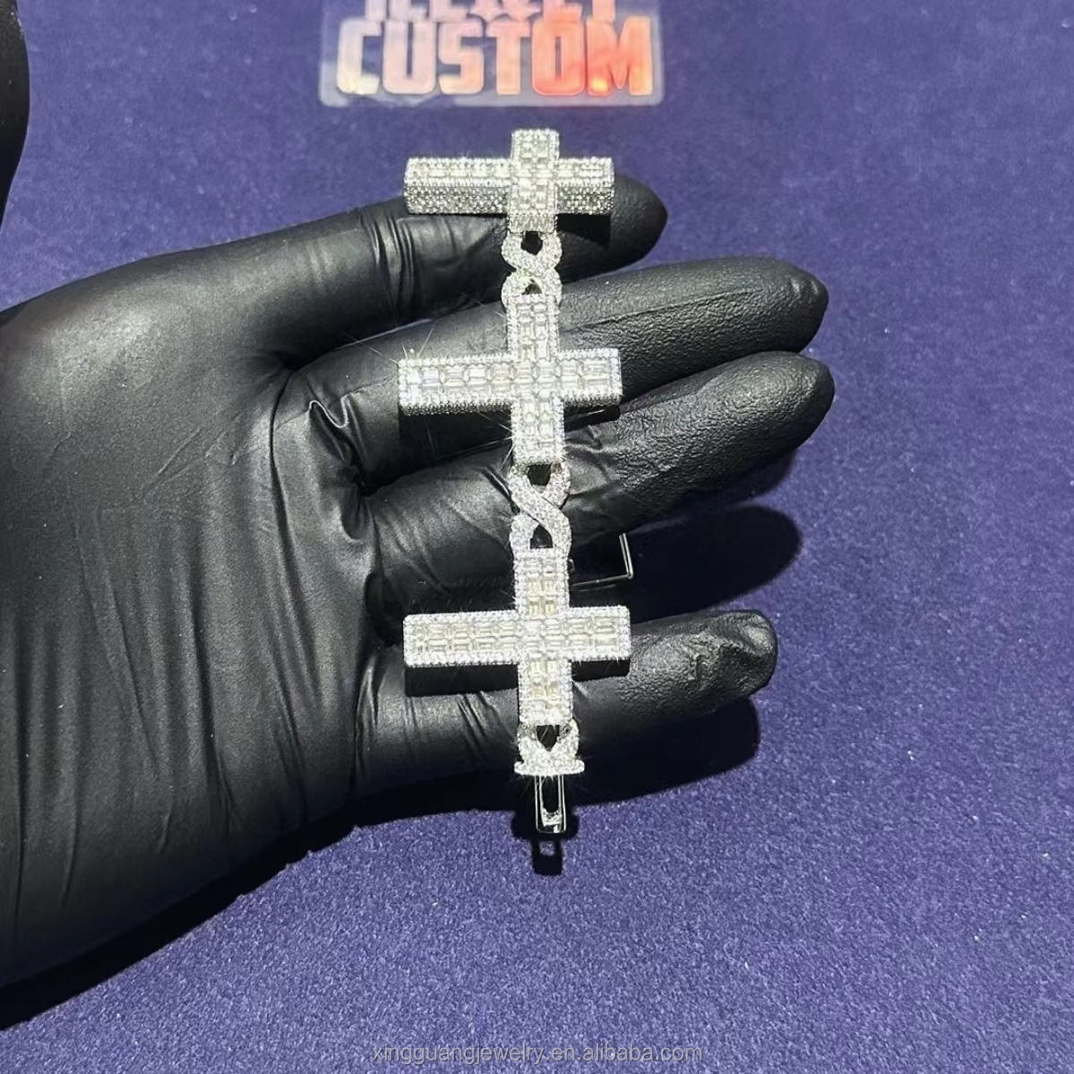 Baguette cross bracelet