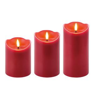 Matti's 3D véritable pilier de <span class=keywords><strong>flamme</strong></span> cire de paraffine <span class=keywords><strong>rouge</strong></span> <span class=keywords><strong>bougie</strong></span> <span class=keywords><strong>led</strong></span> clignotante à piles - Product Image 1