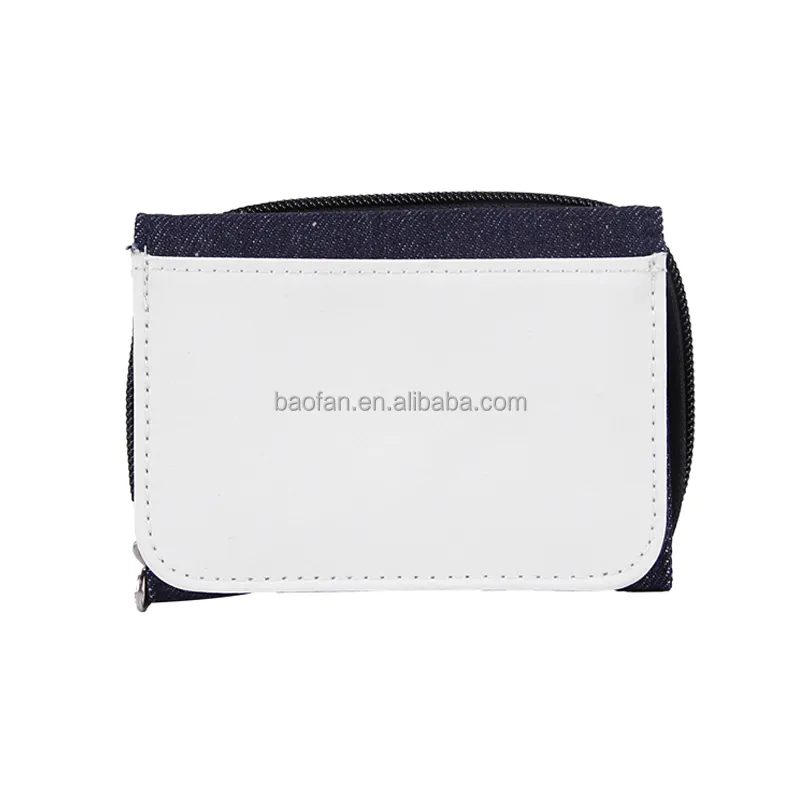 Blank Sublimation Denim Wallet DIY Heat transfer heat press printable Bi-fold purse white fabric part for printing