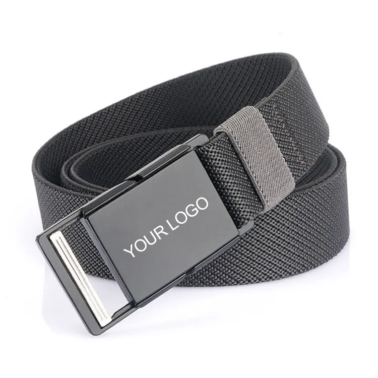Belt For Men Quick Releasing Magnetic Buckle Golf Outdoor Nylon Elastic Fabric Stretch Waist Belt For Men