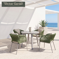 Ensemble de table à manger ronde pour jardin, plateau en pierre frittée, pour jardin, villa, hôtel, fabricant de meubles d'extérieur en aluminium
