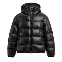 Veste d'hiver pour homme, noire, à capuche, style puffer, fermeture éclair, alternative au duvet