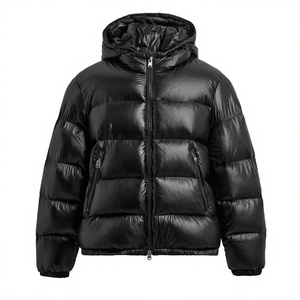 Chaqueta acolchada ligera con capucha para hombre, negra, de invierno, alternativa al plumón, cálida, informal, con cremallera, para exteriores, al por mayor - Product Image 3