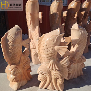 Fuente de agua con estatua de carpa tallada en piedra Jia Hua, estilo asiático, duradera, decoración para jardín exterior. - Product Image 3
