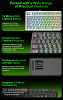 Clavier de jeu filaire AULA avec touches PC transparentes interchangeables, rétroéclairage RGB, bouton rotatif, tri-mode 2.4G, USB Type-C pour ordinateur de bureau