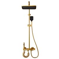Ensemble de douche mural doré multifonctionnel avec robinet en céramique pour appartement, pommeau de douche à touches de piano