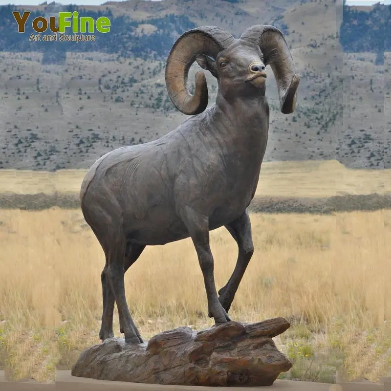Estatuas de cabra de oveja Ram de jardín de bronce de tamaño real en venta