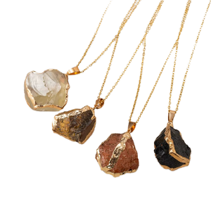 Collier en pierre brute de cristal, pendentif tête de taureau exagéré, forme irrégulière, bijoux de mariage rétro bohème pour femme - Product Image 4