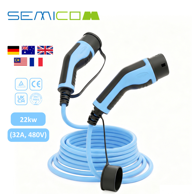 Type2 EV Charging Cable 22kW 5M 32A Single Phase Electric Vehicle Type2 to Type2 IEC 62196 EV Charger Cable for Fast Car Charger
