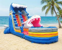 Toboggan aquatique gonflable personnalisé en forme de requin, château gonflable avec toboggan, trampoline gonflable haut de gamme avec toboggan
