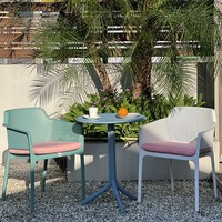 Ensemble bistrot d'extérieur 3 pièces : table ronde et chaises pour terrasse, jardin, balcon, cour