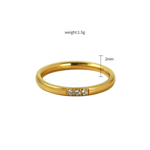 Simple Design Micro Diamond Index Ring 316 Stainless Steel Gold Plated Women's Jewelry Gift - Product Image 4
