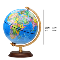 Globe de carte du monde rotatif à Surface brillante avec Base en bois et Arc en métal Globe lumineux