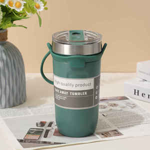Double-walled Stainless Steel <b>Large</b>-Capacity Leak-Proof Thermal Insulation Car Cup with Handgrip - Product Image 2