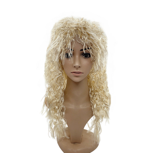 Peluca Larga y Rizada Morada para <span class=keywords><strong>Hombre</strong></span>, Estilo Punk Heavy Metal, Peluca de <span class=keywords><strong>Pelo</strong></span> Lacio Estilo <span class=keywords><strong>Mullet</strong></span> Retro de los 80 para Disfraces de Halloween, Cosplay y Fiestas - Product Image 2