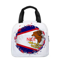 Sac isotherme vintage avec cadre drapeau Samoa Américain, sac à main portable réutilisable, sac à déjeuner patriotique pour le travail