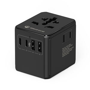 Adaptador de Viaje Universal Wontravel de 17W con 3 Tomas de Corriente AC (Reino Unido) a Todo el Mundo, con 2 Puertos USB C y 2 Puertos USB A - Product Image 1