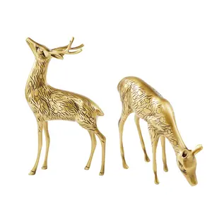 New design standing deer sculpture metal carving creative gift desktop home decor crafts figurines