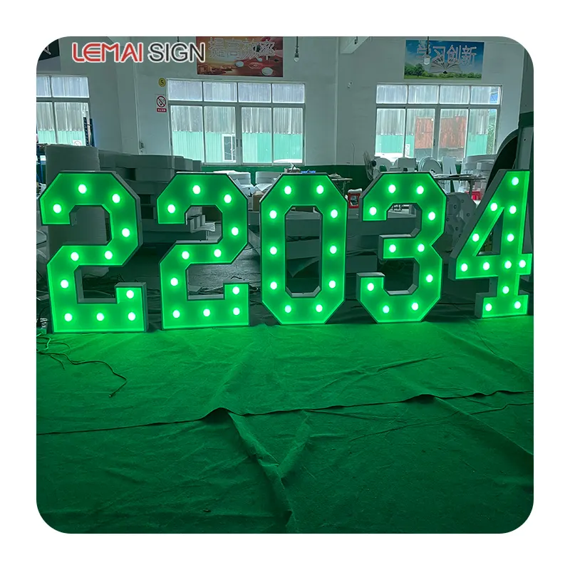 Kustom pernikahan RGB huruf dekoratif tanda tangan 4 kaki 3 kaki Marquis huruf Led Digit besar surat cahaya raksasa