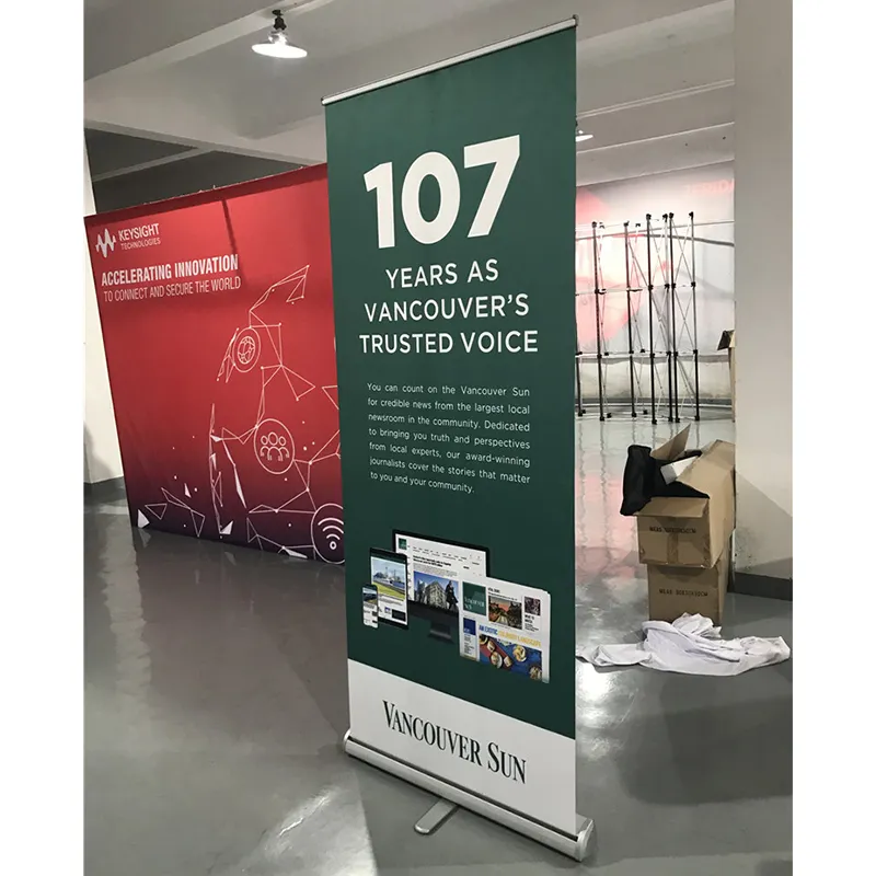 80 X 200 Heavy Wide Base Advertising Standing Aluminum Budget Stand Pole Roll Up Banner Stand Manufacturer