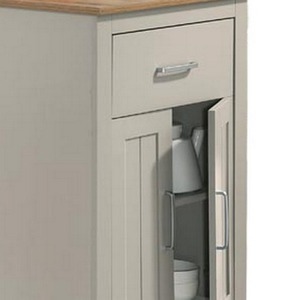 Oak and <b>White</b> <b>Round</b> Small Space Counter Height Dining <b>Table</b> with Metal Legs Cabinet and Drawer Storage 4 Seater - Product Image 5