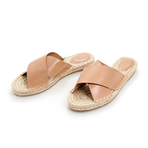 Sandalias planas de lujo para mujer, alpargatas con tiras cruzadas de <span class=keywords><strong>cuero</strong></span>, diseño superior, sin cordones, Punta abierta, logotipo personalizado - Product Image 2