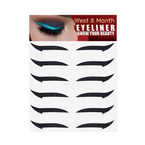 Stiker eyeliner perekat warna-warni, stiker eyeliner glitter dapat digunakan kembali dengan perekat untuk riasan panggung