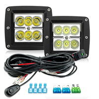 2 lampes de travail LED 30W, projecteurs combinés (spot et large faisceau), feux antibrouillard, avec kit de câblage de 3 m pour camions tout-terrain, VTT, UTV, SUV, bateaux