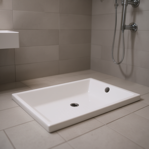 Receveur de douche rectangulaire en céramique 80 x 100 cm H3.6 blanc brillant avec trou de drainage pour salle de bain - Product Image 3