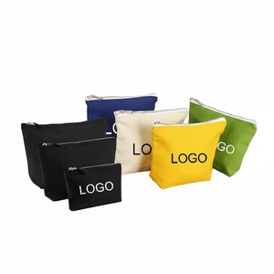 Sac de maquillage à fermeture éclair écologique personnalisé avec logo, cadeau pas cher, noir, pour kit d'organisation, tissu en coton, toile, cosmétique - Product Image 1