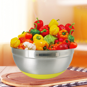 Mỹ Phong Cách Nhà Bếp Thép Không Gỉ Vòng Trộn Bát Với Đầy Màu Sắc Silicone Dưới Kín Nắp Đậy Biểu Tượng Tùy Chỉnh Salad Bát Đặt - Product Image 2