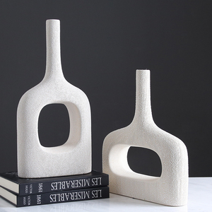 Europea China hogar Decoración hueco de partículas elegante <span class=keywords><strong>blanco</strong></span> jarrones boca pequeña florero para sala - Product Image 3