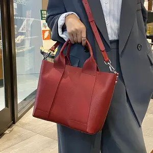 Sac à bandoulière en cuir de couleur unie de haute qualité, fourre-tout en cuir personnalisé